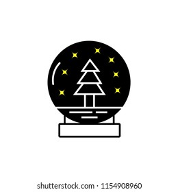Snow globe icon. Winter, snow, cold, star, snowflake vector icon. Snowing globe.