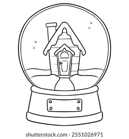 snow globe illustration hand drawn outline vector