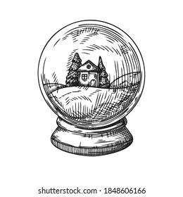 El globo de nieve aislado en el fondo blanco. Esbozo
