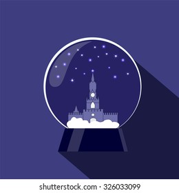 Snow Globe With Kremlin. Christmas Decoration. Stock Vector Illustration