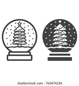 Snow Globe line and glyph icon, New year and Christmas, xmas sign vector graphics, a linear pattern on a white background, eps 10.
