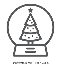 Snow globe line icon, christmas and new year, glass sphere sign, vector graphics, a linear pattern on a white background, eps 10.