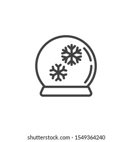 Snow globe line icon. linear style sign for mobile concept and web design. Christmas glass ball with snowflake outline vector icon. Symbol, logo illustration. Vector graphics