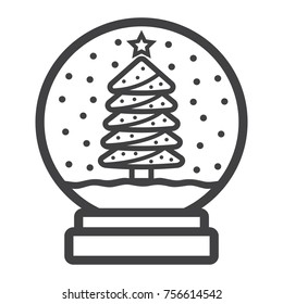 Snow Globe line icon, New year and Christmas, xmas sign vector graphics, a linear pattern on a white background, eps 10.