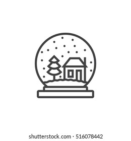 Snow globe line icon, outline vector sign, linear pictogram isolated on white. logo illustration
