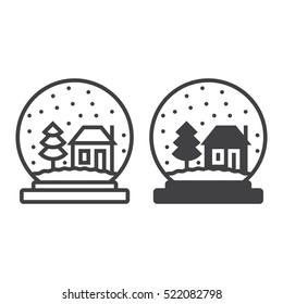 Snow Globe Line Icon, Outline And Filled Vector Sign, Linear And Full Pictogram Isolated On White, Logo Illustration