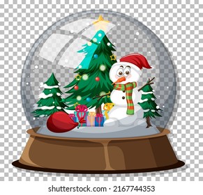 Snow globe on grid background illustration