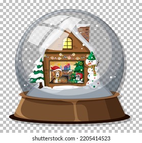 Snow globe on grid background illustration