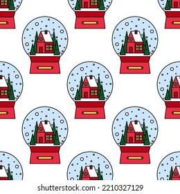 snow globe on white background. Seamless pattern.Texture for fabric, wrapping, wallpaper - Powered by Shutterstock - Get 15% off with code: PIKWIZARD15