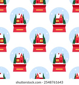 snow globe on white background. Seamless pattern.Texture for fabric, wrapping, wallpaper - Powered by Shutterstock - Get 15% off with code: PIKWIZARD15
