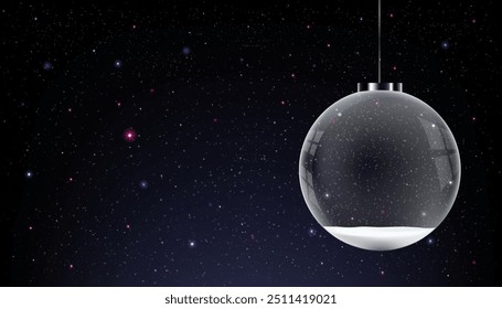 Snow Globe Realistic Winter Scene With Christmas Background And Snow, Sale Vector Design In 3D Sky Banner, Nature New Year White Poster, Holiday Decoration, Festive Landscape And Seasonal Celebration