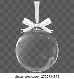 Snow Globe Realistic Winter Scene With Christmas Background And Snow, Sale Vector Design In 3D Sky Banner, Nature New Year White Poster, Holiday Decoration, Festive Landscape And Seasonal Celebration