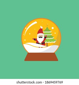 snow globe in santa claus and tree snow christmas icon 