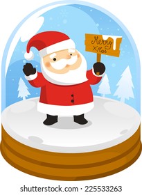 Snow globe with santa claus vector cartoon illustration