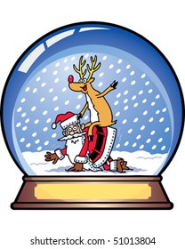 Snow Globe Santa & Reindeer