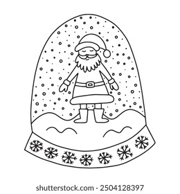 Globo de nieve con Santa Vector para colorear