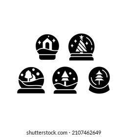 Icono de conjunto de Globe de nieve aislado en fondo blanco