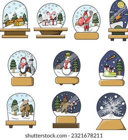 Snow Globe set icon, vector illustration.