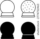 Snow globe set in outline and silhouette design