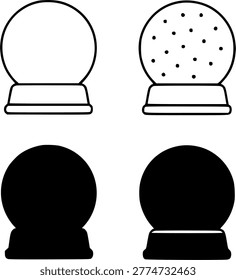 Snow globe set in outline and silhouette design