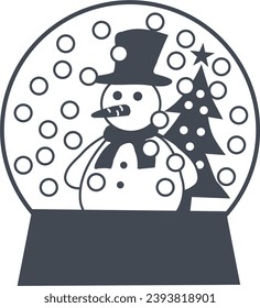 A Snow globe with a snowman and a Christmas tree vector icon