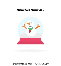 Globo de nieve con icono plano de muñeco de nieve. Ilustración vectorial sobre fondo blanco. Se puede usar para productos digitales, presentación, interfaz de usuario y muchos más.
