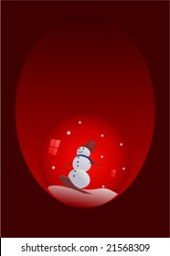 Snow globe with snowman on ski