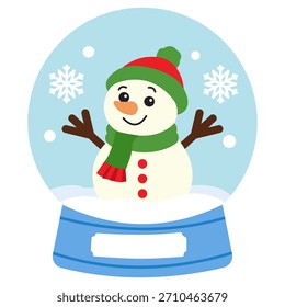 Snow Globe with Snowman. Vector Illustration