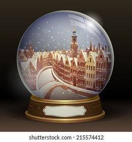 Snow globe with a town