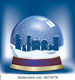 Snow globe with a town within