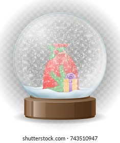 snow globe transparent vector illustration isolated on white background