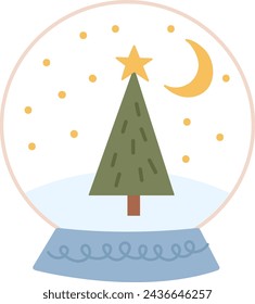 Snow Globe With Tree Vector Illustration