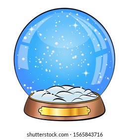 Snow Globe Vector cartoon design. Xmas Empty Snow Globe Ball. Winter Christmas Design Element. Glass Sphere Dome On A Stand. Isolated On white Background Illustration