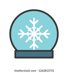 Snow globe vector, Chirstmas related filled design icon editable outline 