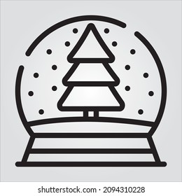Snow Globe Vector Icon in Line Style