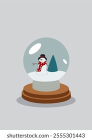 snow globe vector, snow globe illustration, Christmas snow globe