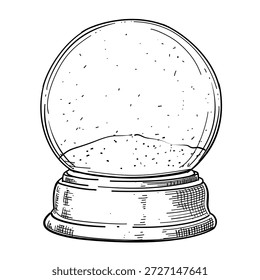 Ilustración dibujada a mano de la línea de Vector del globo de nieve