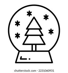 snow globe vector outline icon isolate on white background