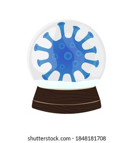 snow globe with a virus inside on a white background