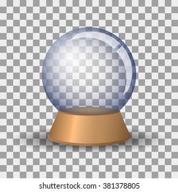Snow Globe web. Template. Snow Globe on a transparent background. Christmas snow globe. Vector illustration.