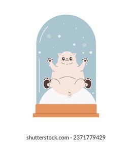 snow globe with white bear inside. souvenir. winter.