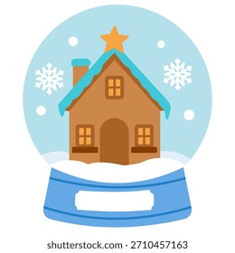 Snow Globe Winter Cottage. Ilustración vectorial