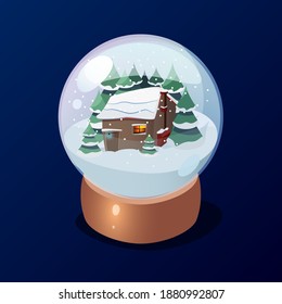 Snow globe with winter house
