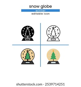 snow globe winter icon set