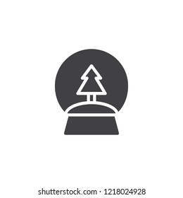 Snow globe with a xmas tree vector icon. filled flat sign for mobile concept and web design. Christmas snow globe simple solid icon. Symbol, logo illustration. Pixel perfect vector graphics