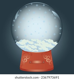 snow globe,decorated christmas tree in the snow,christmas tree branch, christmas balls, snow falls, , christmas glass ball, winter