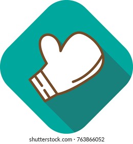 snow gloves icon with long shadow