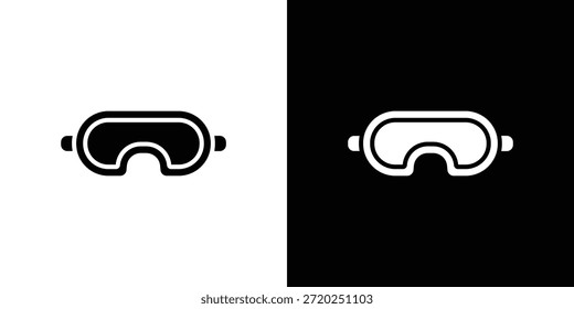 Pictograma plano negro icono de gafas de nieve. Para gráficos y Diseño web.