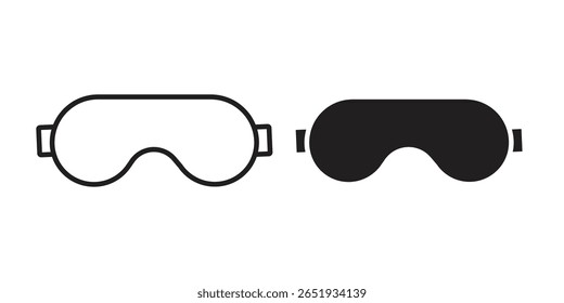 Snow Goggle icon. Flat and stroke versions. Graphic elements.