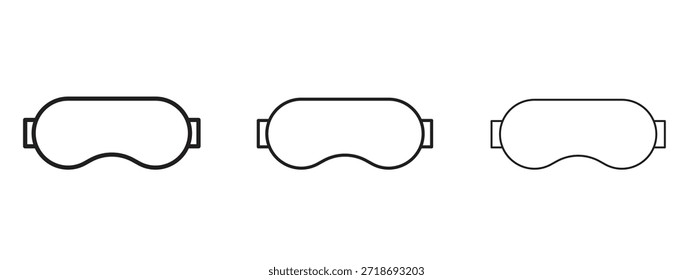 Conjunto de pictogramas negros con el logotipo de Snow Goggle. arte de contorno de línea delgada.